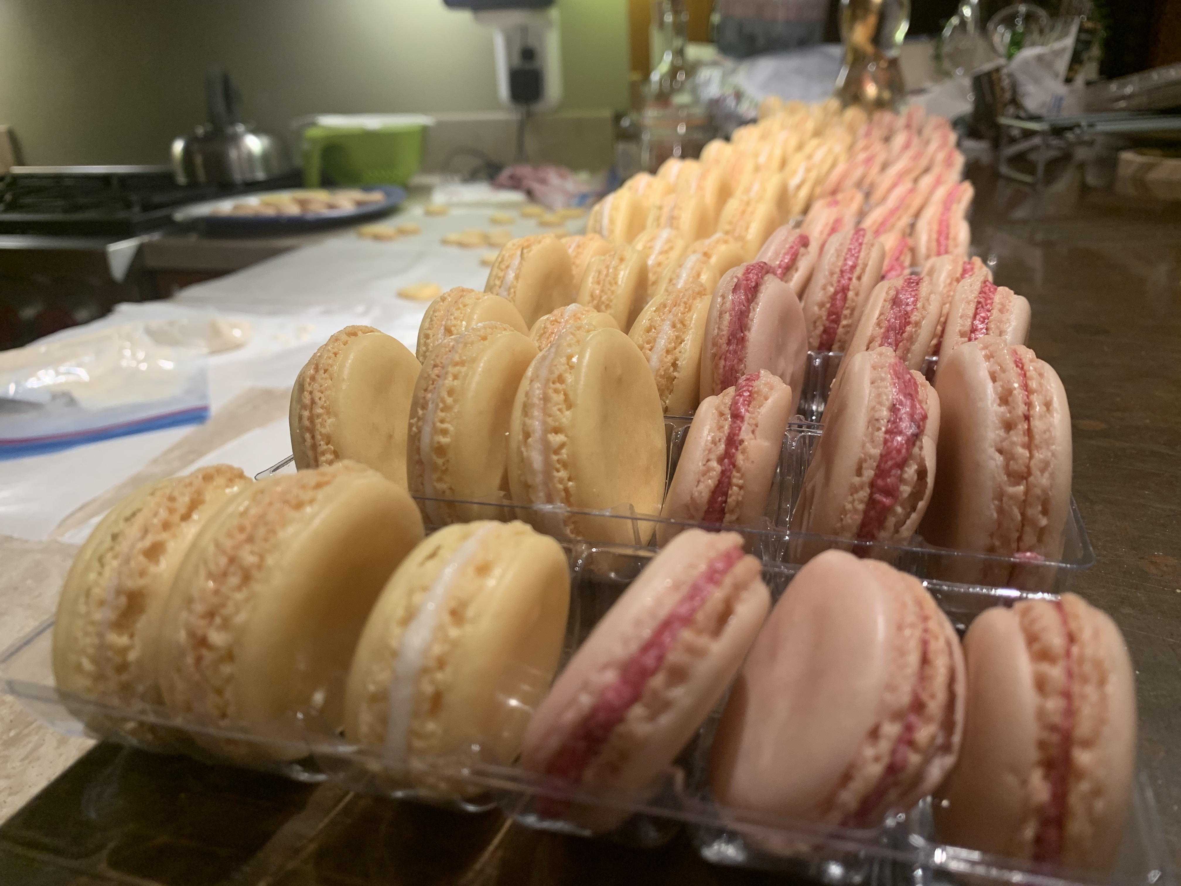 Fully assembled macarons